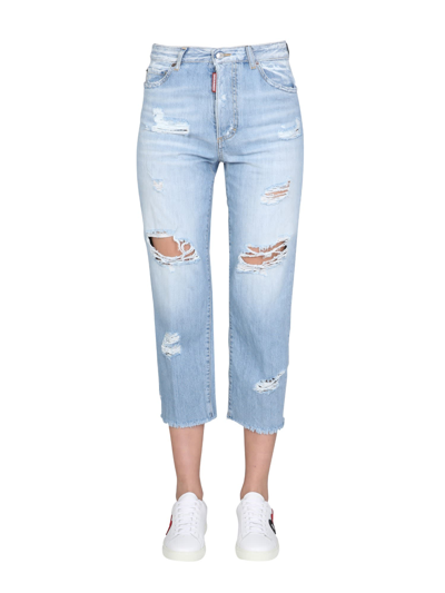 Dsquared2 Destroyed Wash Boston Jeans In Blue