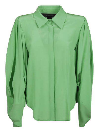 Federica Tosi Wide Sleeve Shirt In Green Mélange