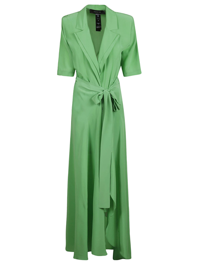 Federica Tosi Bow Waist Detail Long Dress In Green Mélange