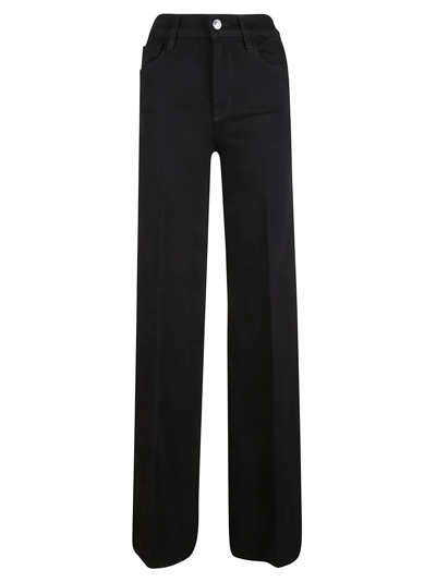 Frame Flared Leg Long Trousers In Black