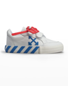 OFF-WHITE BOY'S ARROW STRIPE LEATHER LOW-TOP SNEAKERS, TODDLER/KIDS