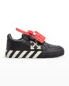 Off-white Boy's Arrow Stripe Leather Low-top Sneakers, Toddler/kids In Blackwhite