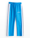 Palm Angels Kids Light Blue And White Joggers With Logo