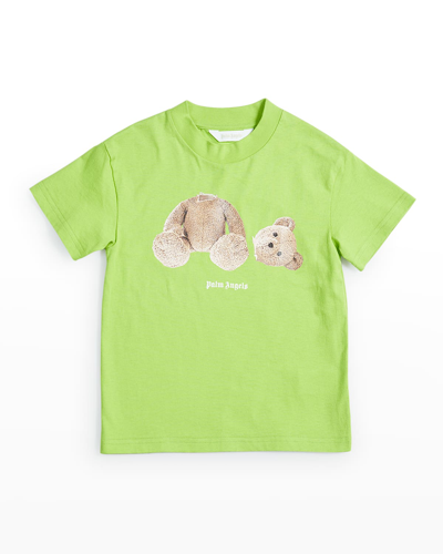 Palm Angels Kids' Boy's Bear Graphic T-shirt In Green