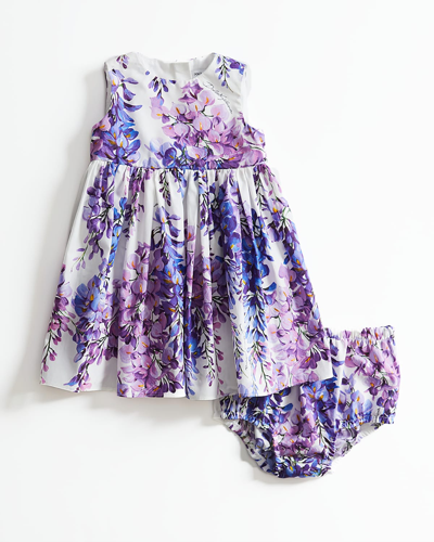 Dolce & Gabbana Wisteria Floreal Print Dress Dolce&gabbana Kids In Purple