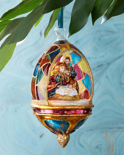 Neiman Marcus Nativity In Dome Christmas Ornament