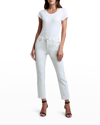 L Agence Nadia Cropped Striped High-rise Slim-leg Jeans In Macadamia