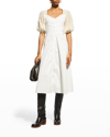 Stella Pardo Crochet-sleeve Midi Dress In Ecru