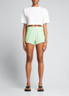 Loulou Studio Tonal Logo-embroidered Cotton Shorts In Green