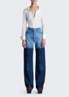 Peter Do Patchwork High-rise Straight Jeans In Light Blue/medium