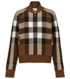 Burberry Checked Wool And Cashmere-blend Bomber Jacket In Dark Birch Brown