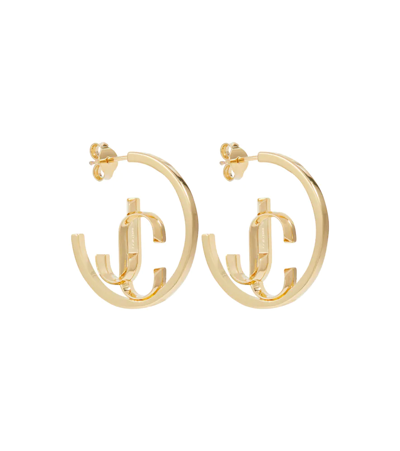 Jimmy Choo Jc Monogram Hoops In Gold