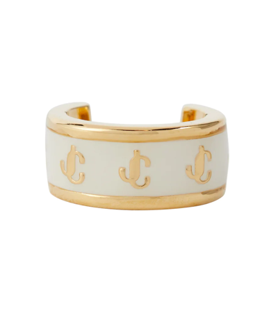 Jimmy Choo Jc Enameled Single Ear Cuff In Gold/latte