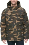 Levi's Men's Quilted Four Pocket Parka Hoody Jacket In Camoufalge