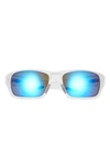 Revo Jasper 61mm Rectangular Polarized Sunglasses In Matte Crystal/ H2o Blue