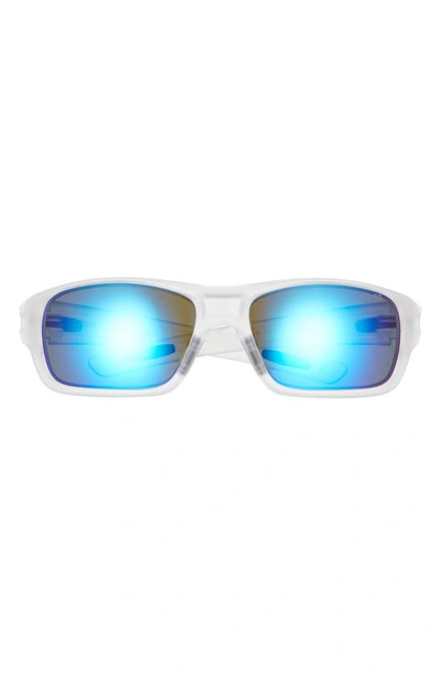 Revo Jasper 61mm Rectangular Polarized Sunglasses In Matte Crystal/ H2o Blue