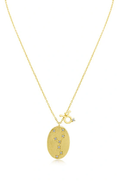 Cz By Kenneth Jay Lane Round Cz Oval Costella Pendant Necklace In Taurus/ Gold