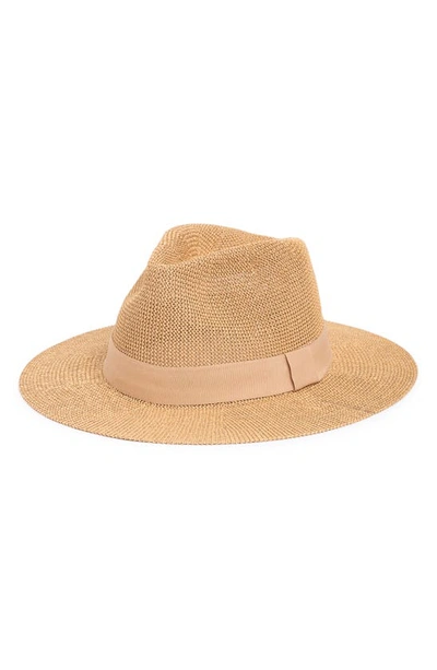 Nordstrom Rack Solid Packable Panama Hat In Beige Sand