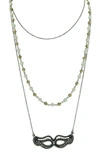 Olivia Welles Triple Layer Beaded Imitation Pearl Mask Pendant Necklace In Antique Silver / Cream
