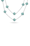 Bling Jewelry Clover Flower Tin Cup Chain Layered Necklace In Blue