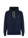 Polo Ralph Lauren Slouchy Black Cotton Blend Hoodie With Embroidered Logo In Blu Scuro