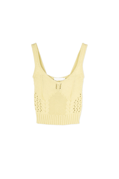 Atlas Stretch Cotton Cable Lace Up Tank Top Atlas Tank In Chamomile