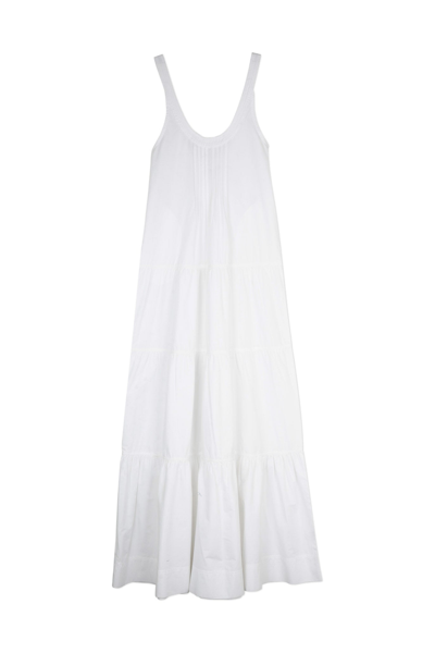 Olinda Poplin Tiered Tank Midi  Dress Olinda Tank Dress In White