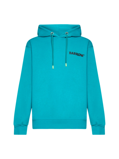 Barrow Logo Printed Drawstring Hoodie In Green