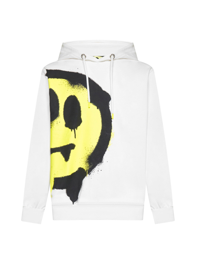 Barrow Faded Logo Printed Cotton Jersey Hoodie In White