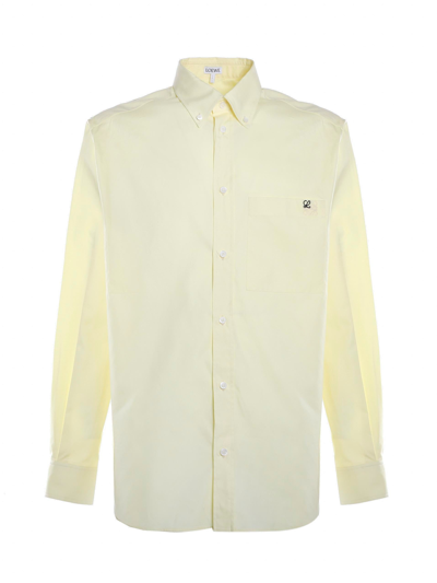 Loewe Anagram-embroidered Cotton-poplin Shirt In Yellow