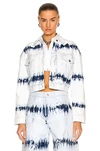 Stella Mccartney Indigo Stripe Tie-dye Cropped Denim Jacket In Denim
