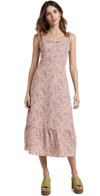 ruffle trim midi dress The Martina Stripe Smocked Ruffle Trim Midi Dress