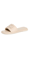 Tory Burch Double T Sport Slides Dulce De Leche/gold In Dulce De Leche/gold