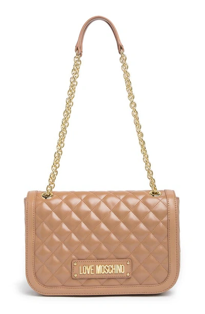 Love Moschino Diamond Quilted Shoulder Bag In Cammello