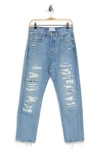 Frame Le Original Ripped High Waist Crop Jeans In Daphne Mend