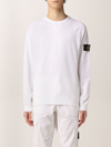 Stone Island Compass Motif White Crewneck Jumper In White