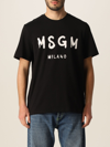 Msgm Cotton T-shirt With Front Printed Logo In Black