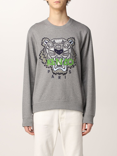 Kenzo Tiger Organic Cotton Sweatshirt In Dove Grey