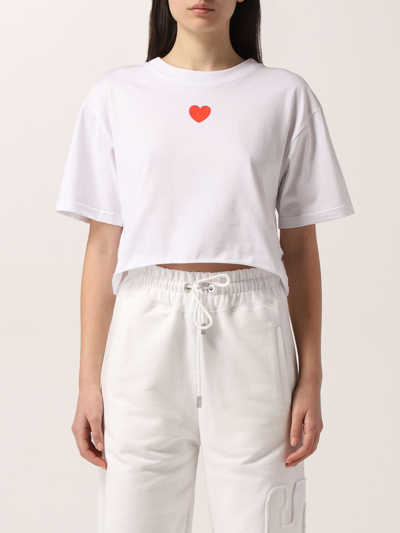Gcds Lovley Cropped T-shirt In White