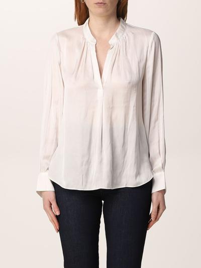 Zadig & Voltaire Gathered-detail Satin-weave Blouse In White