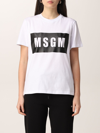 Msgm Logo Print Crewneck T-shirt In White