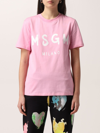 Msgm Printed Cotton-jersey T-shirt In Pink