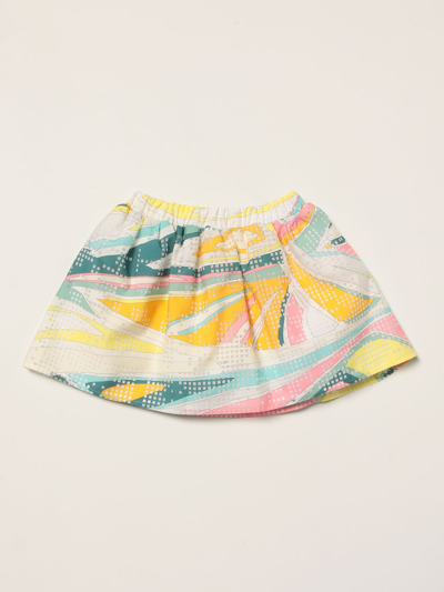 Emilio Pucci Babies' Wide Skirt With Abstract Pattern In Green