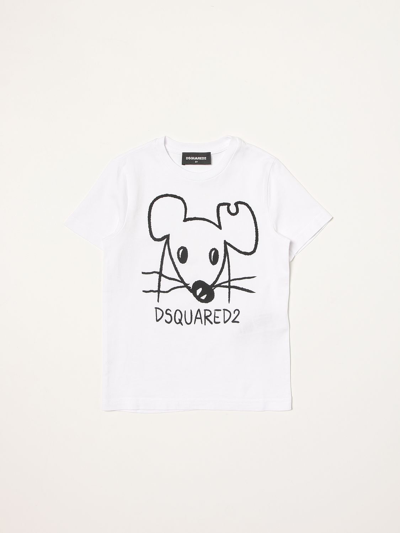 Dsquared2 Junior Kids' T-shirt With Mouse Print In White