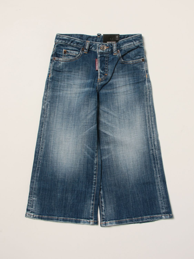 Dsquared2 Junior Kids' Wide 5-pocket Jeans In Denim