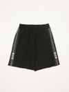 Msgm Black Bermuda Shorts With White Print In Black