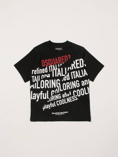 Dsquared2 Junior Kids' T-shirt With Graphic Prints In Black