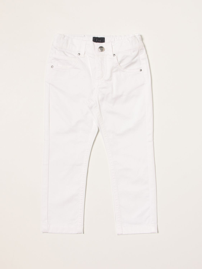 Fay Kids' 5-pocket Cotton Trousers In White