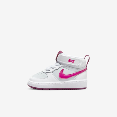 Nike Court Borough Mid 2 Baby/toddler Shoes In Pure Platinum,white,sangria,pink Prime