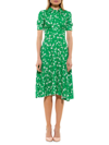 Alexia Admor Women's Contrast-collar Flare Dress In Green Ditzy